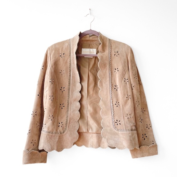 Margaret Godfrey Vintage Laser Cutout Suede Leather Jacket - Picture 2 of 11